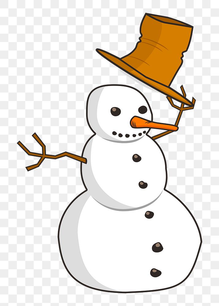 Snowman character png sticker, hand drawn illustration, transparent background. Free public domain CC0 image.