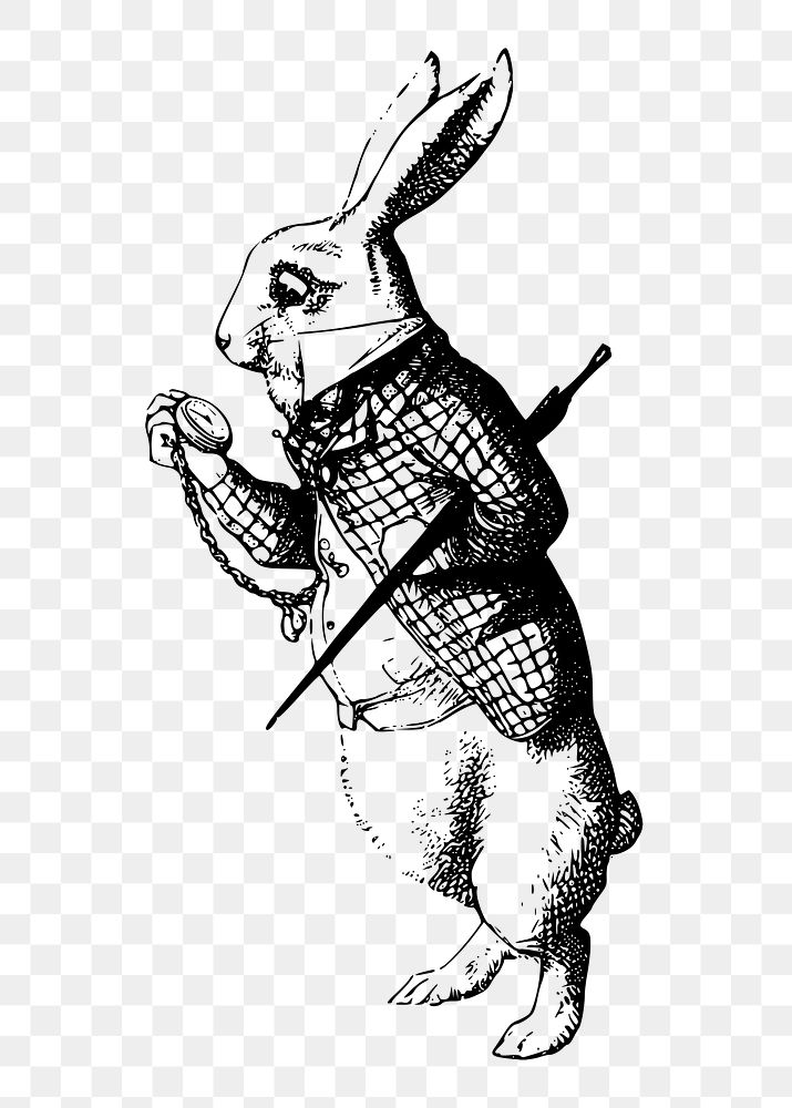 White Rabbit png sticker, Alice In Wonderland character illustration on transparent background. Free public domain CC0 image.