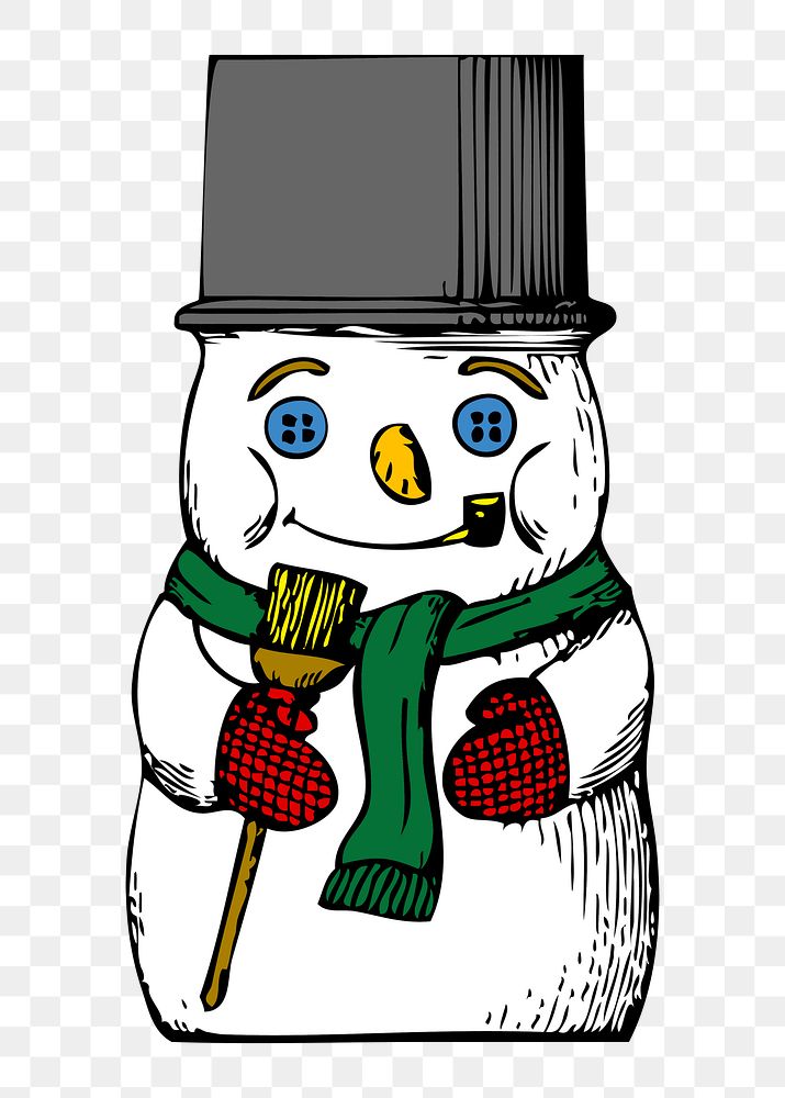 Snowman png sticker, vintage Christmas illustration on transparent background. Free public domain CC0 image.