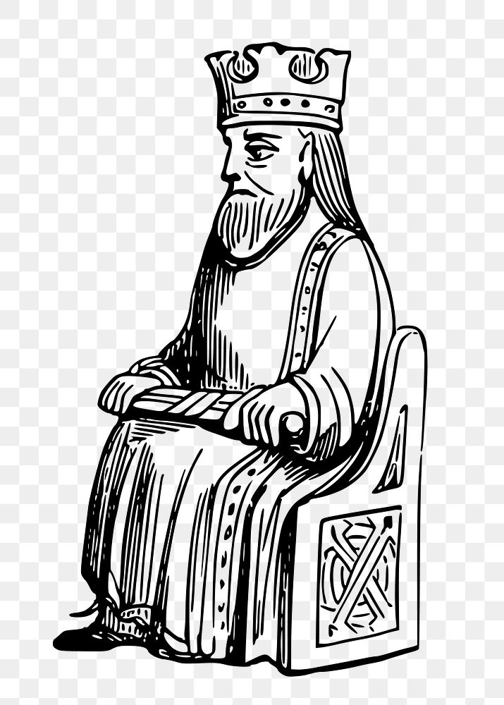 Medieval king cartoon png sticker, vintage character illustration on transparent background. Free public domain CC0 image.