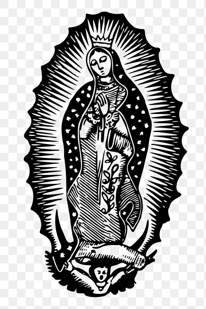 Saint Mary png sticker, religious vintage illustration on transparent background. Free public domain CC0 image.