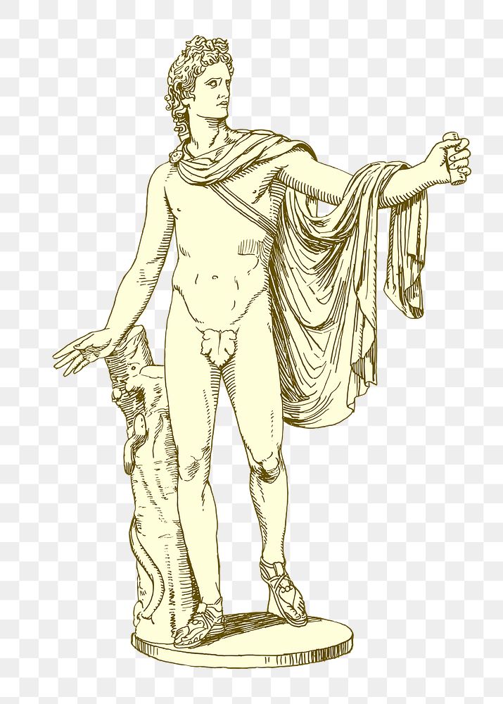 Apollo png sticker, Olympian deity vintage illustration on transparent background. Free public domain CC0 image.