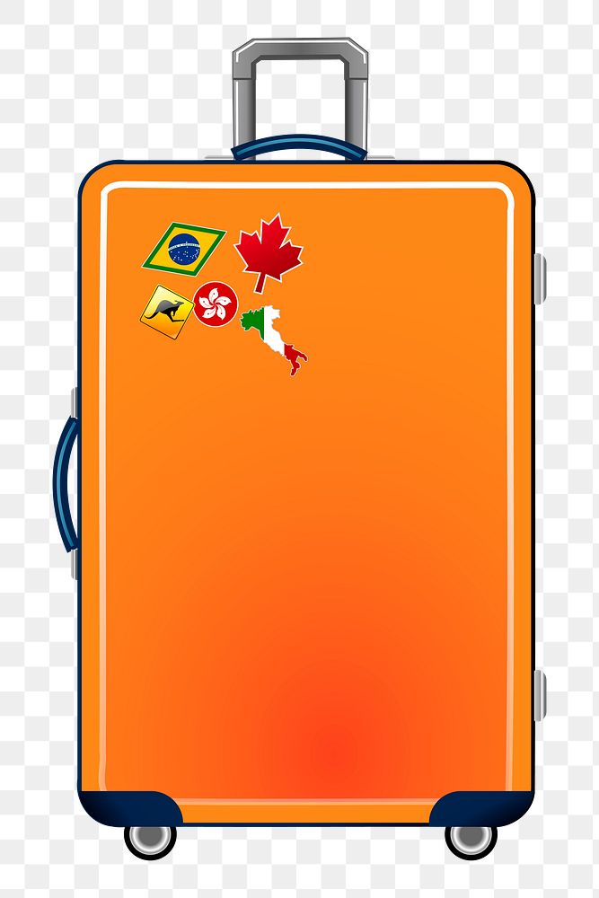 Orange suitcase png sticker, transparent background. Free public domain CC0 image.