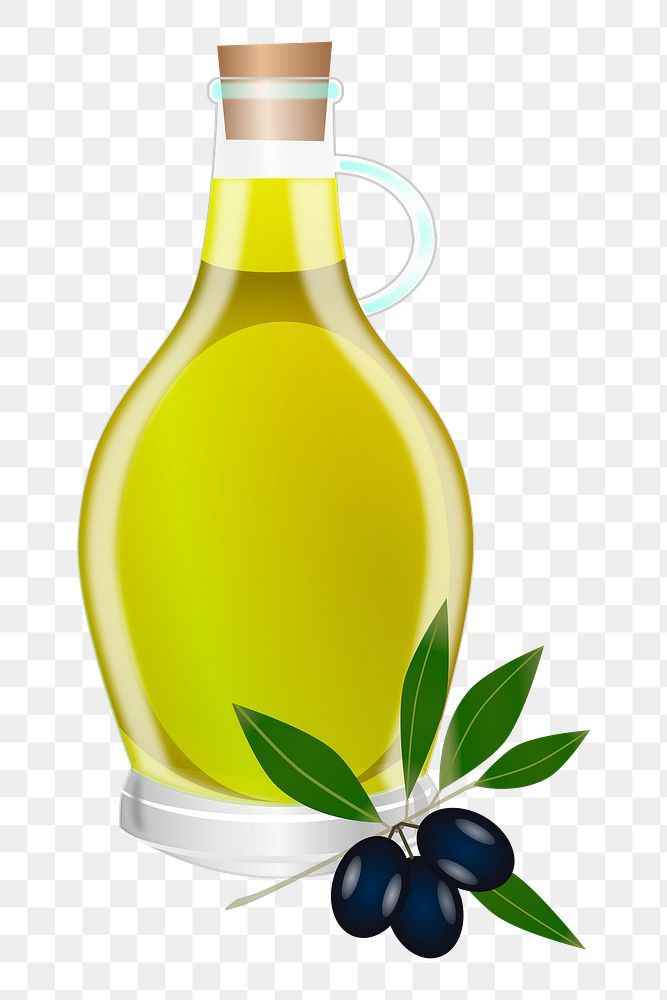 Olive oil bottle png sticker, transparent background. Free public domain CC0 image.