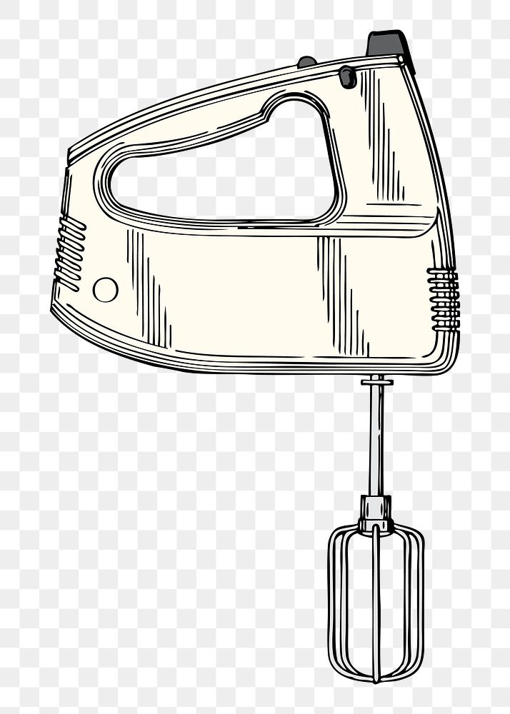 Kitchen hand mixer png sticker drawing, transparent background. Free public domain CC0 image.