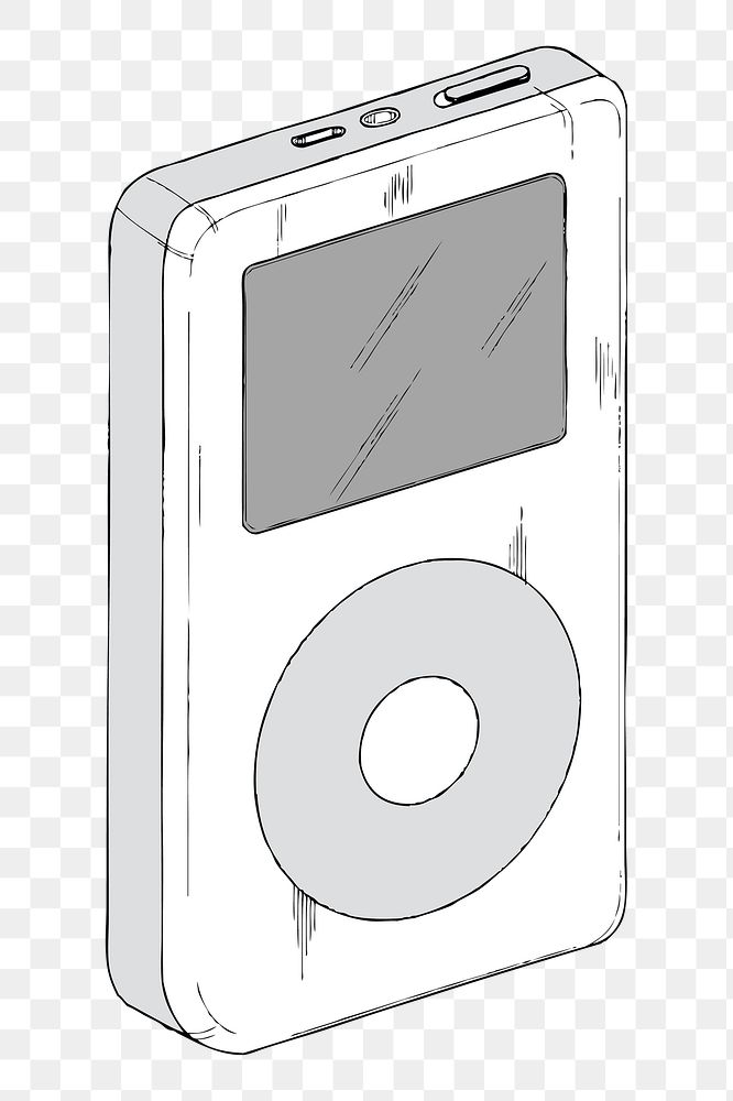 iPod music player png hand drawn sticker, transparent background. Free public domain CC0 image.