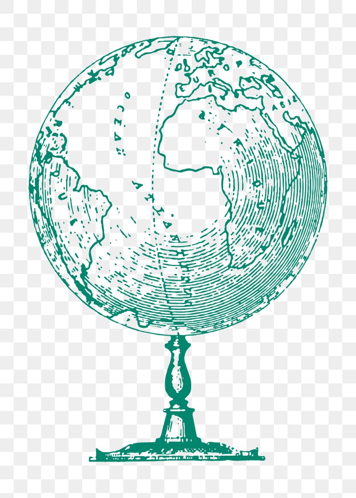 Vintage globe png sticker, education illustration, transparent background