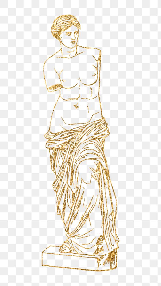 Png nude Greek goddess statue sticker, aesthetic illustration, transparent background