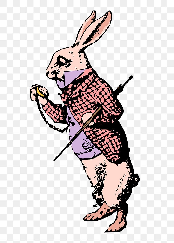 White Rabbit png sticker, cartoon character illustration, transparent background