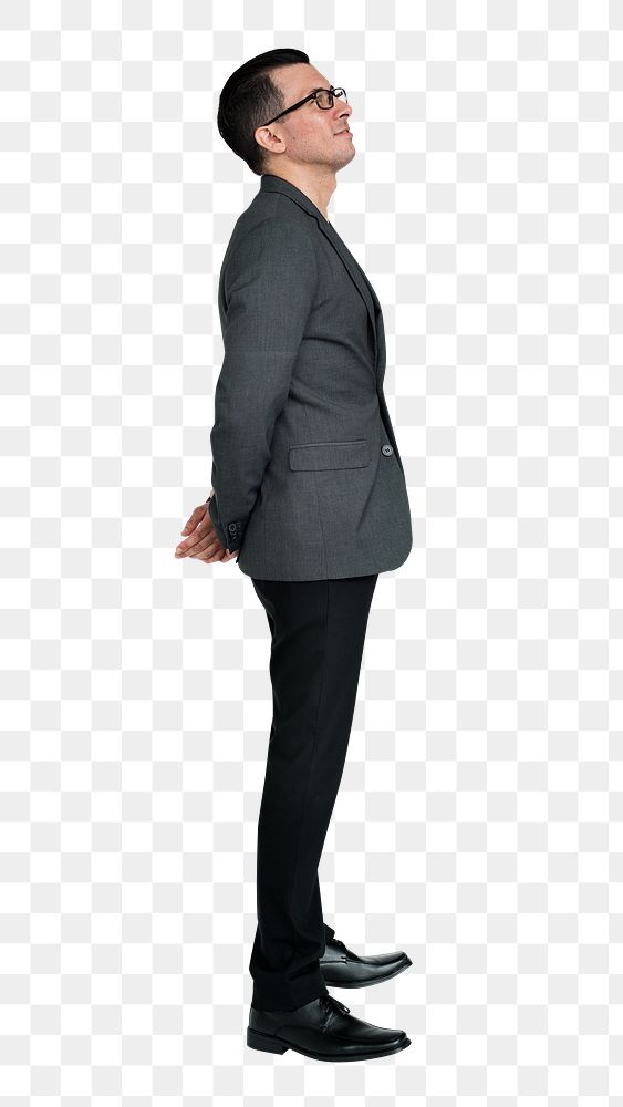 Businessman png clipart, full length, side view, transparent background
