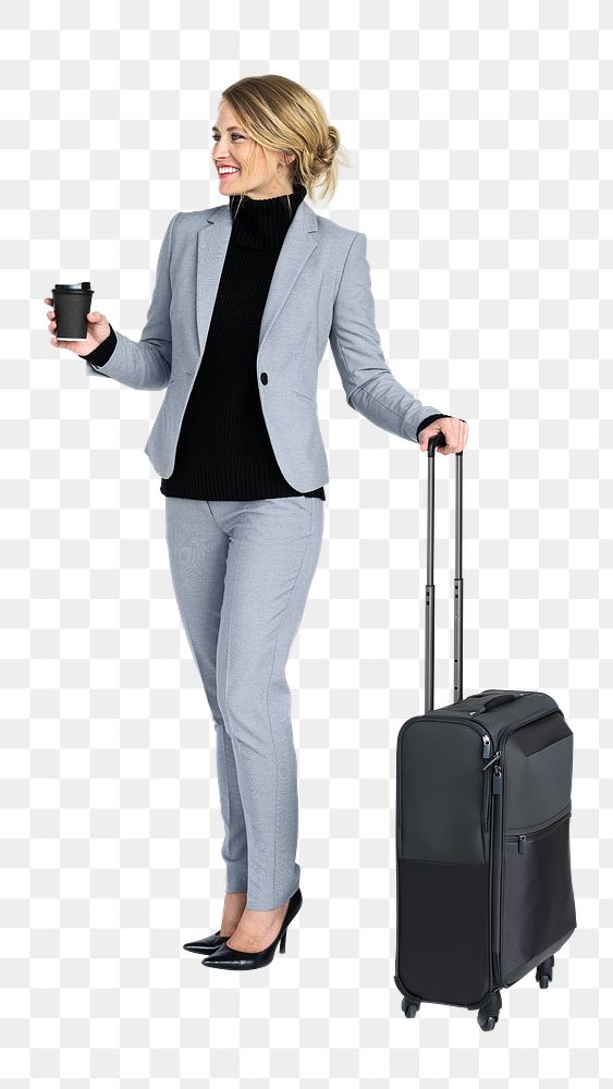 Businesswoman png sticker, traveling for work concept, transparent background