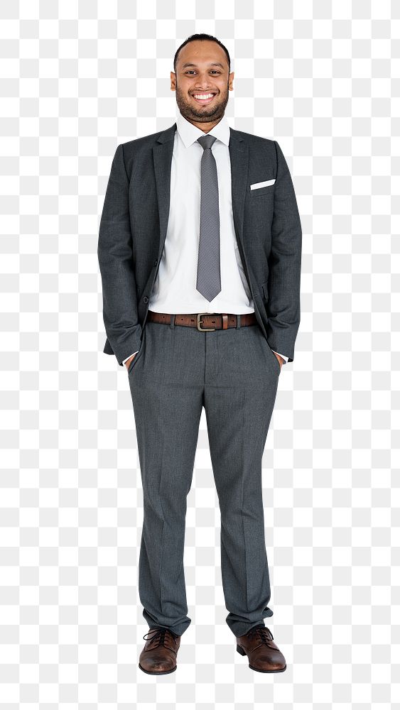 Businessman png clipart, full body portrait, transparent background