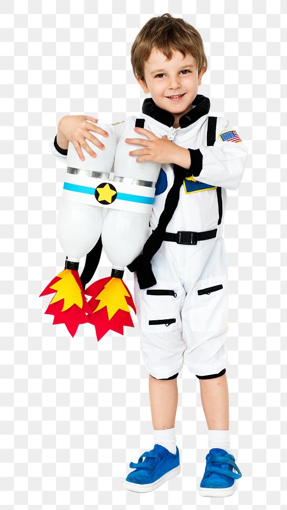 Little astronaut png boy clipart, dream job concept on transparent background