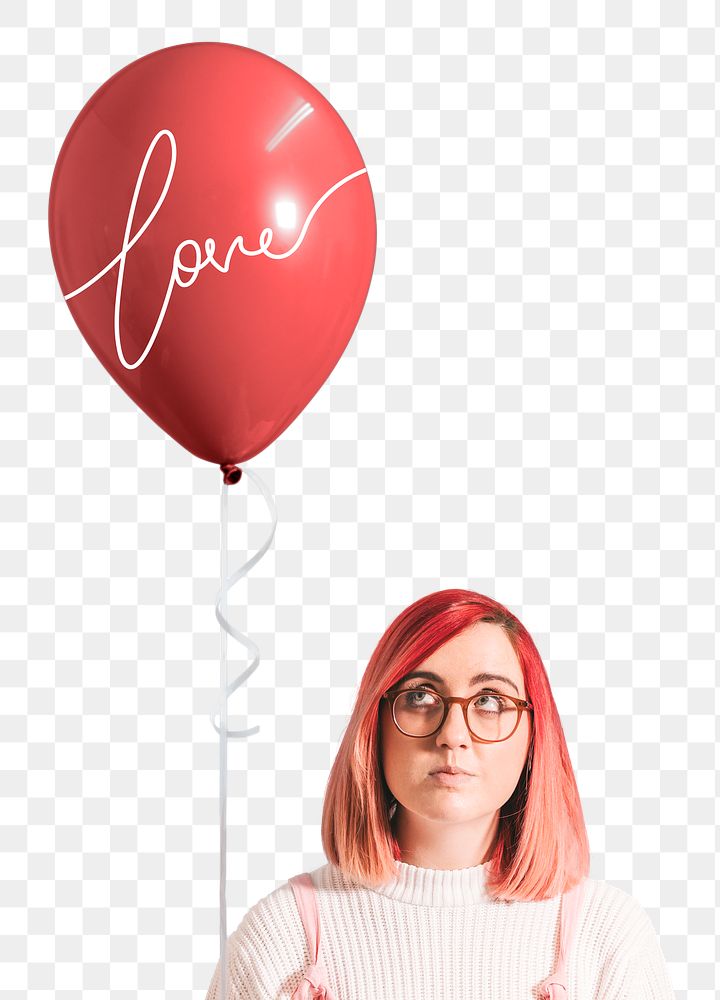 Woman with a valentines day love balloon