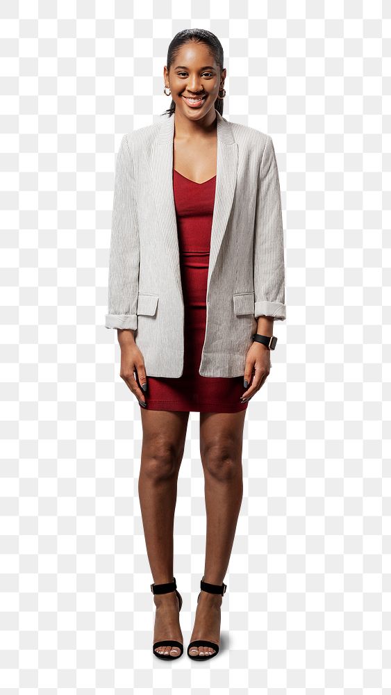 Happy woman in a blazer transparent png