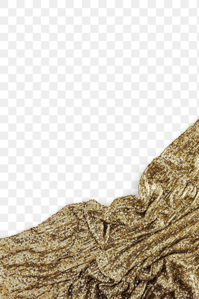 Golden sequin fabric texture with transparent background