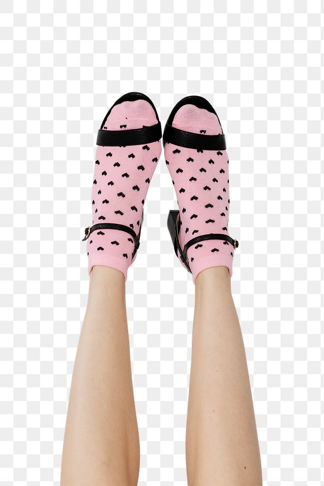 Woman in heels wearing pink socks transparent png