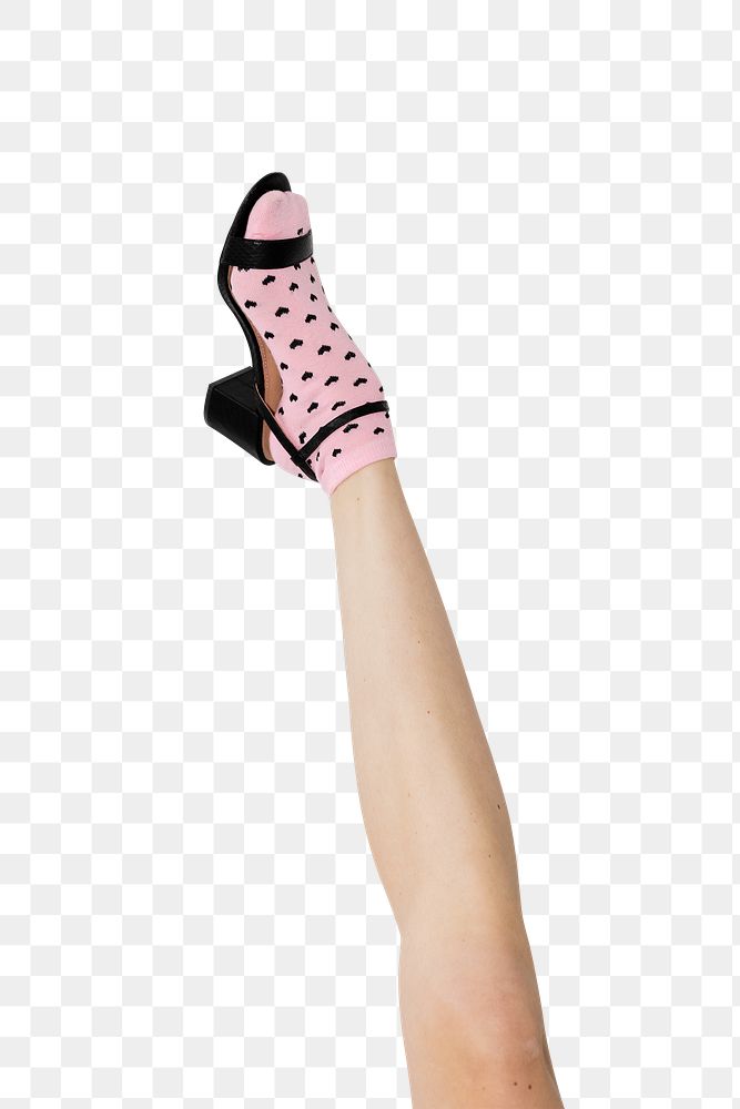 Woman in heels wearing a pink sock transparent png