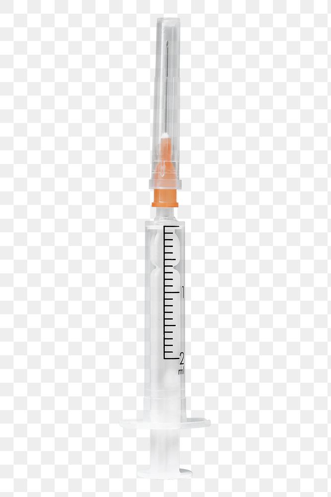 Closeup of an empty syringe mockup transparent png