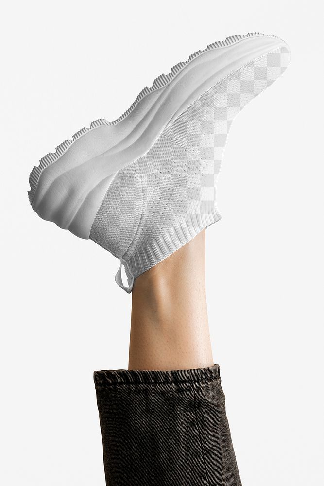White pull on sneakers mockup png fashion shoes