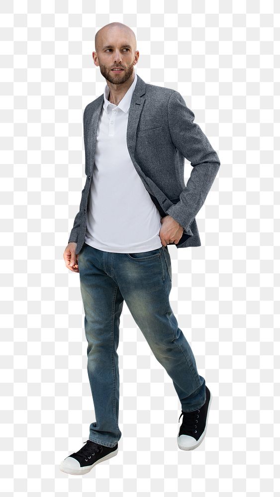 Man png mockup in casual business look full body on transparent background