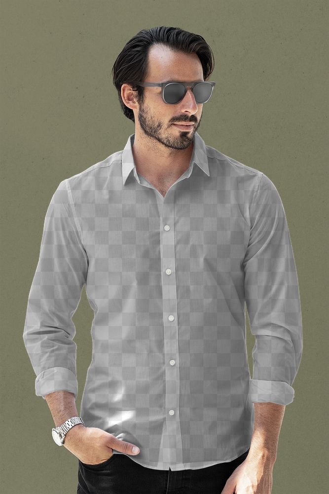 Png long sleeves shirt mockup men&rsquo;s casual fashion