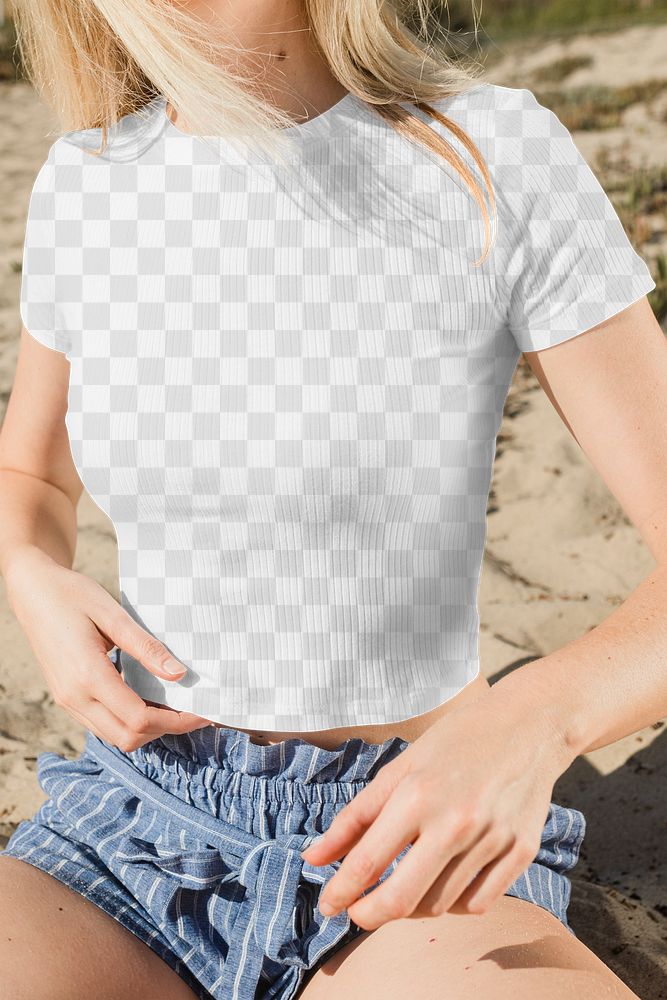 Png women&rsquo;s t-shirt top mockup beach apparel photoshoot