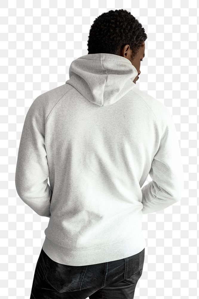 Men's hoodie apparel mockup png on black model