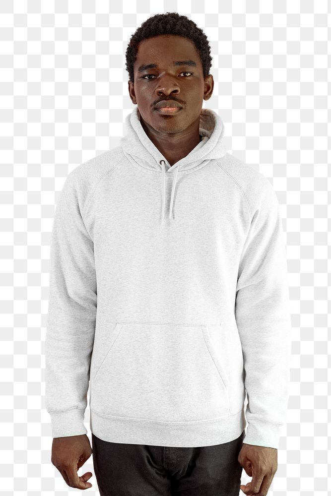 Men's hoodie apparel mockup png on black model