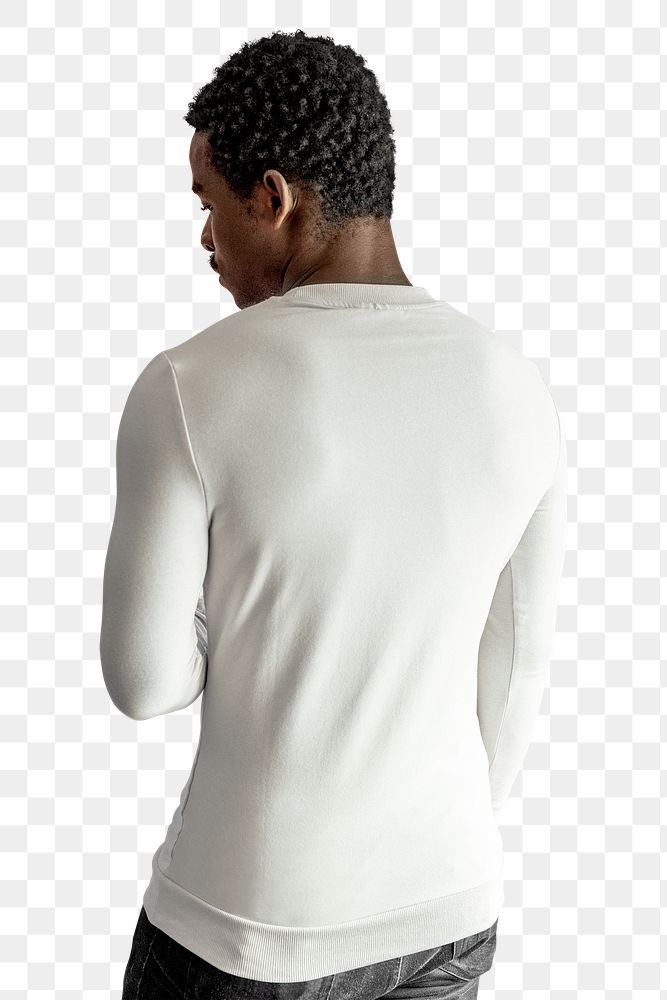 Men's long sleeves sweater mockup png on African American model