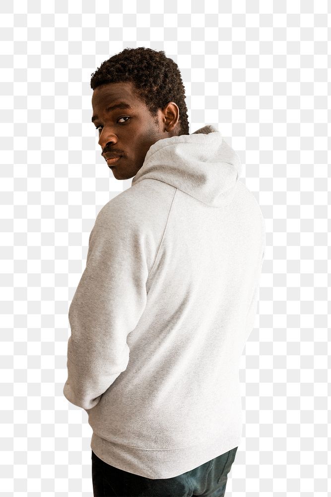 Men's blank hoodie mockup png on black model