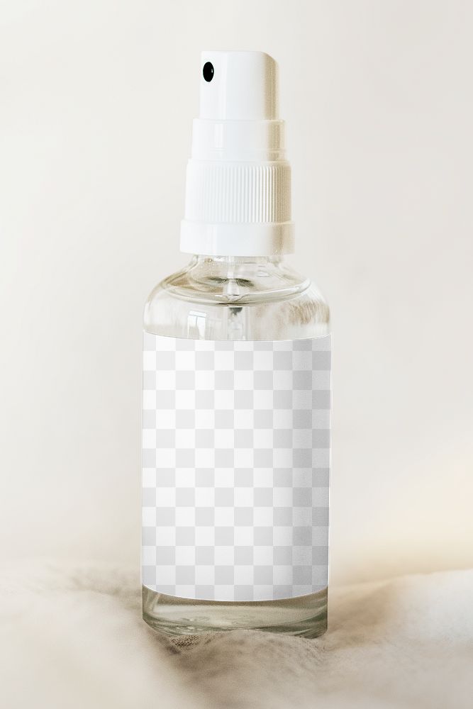 Clear spray bottle png mockup minimal style