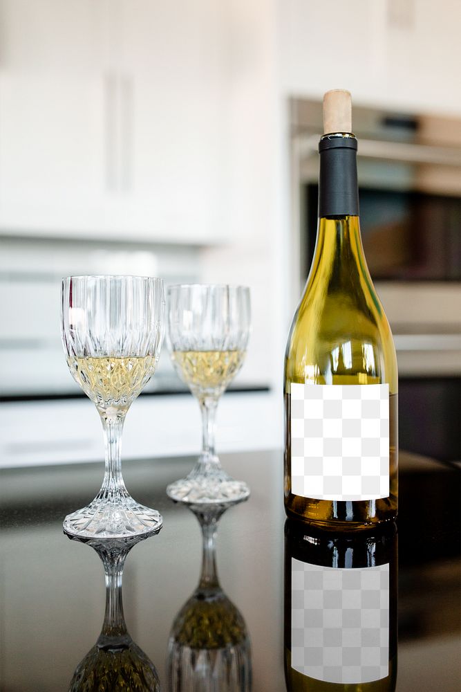 Wine bottle mockup png on the table
