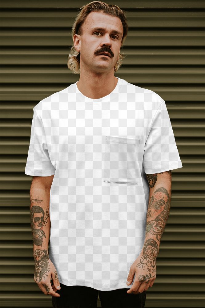 T-shirt png mockup on casual men's fashion