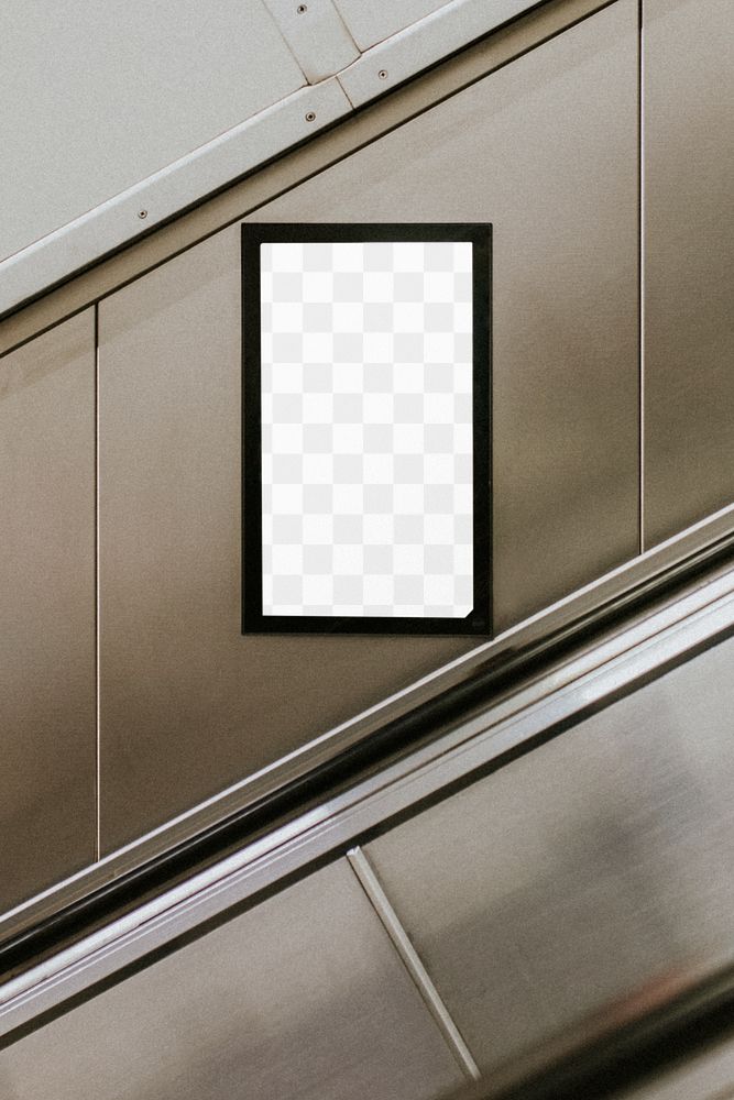 Billboard png mockup by underground escalator