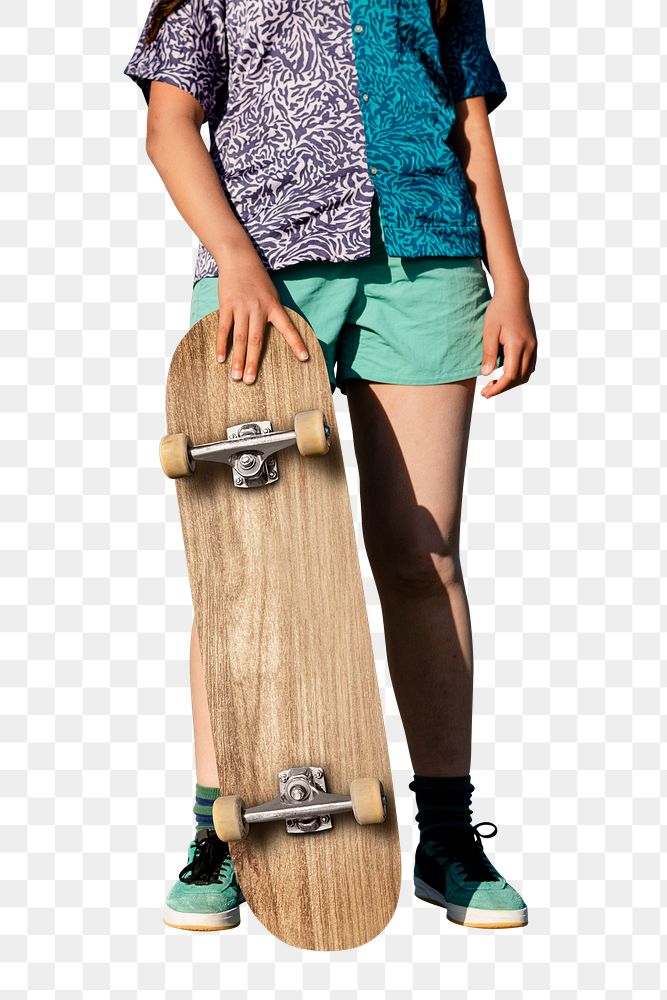 Skateboarding teenager png, standing girl cut out