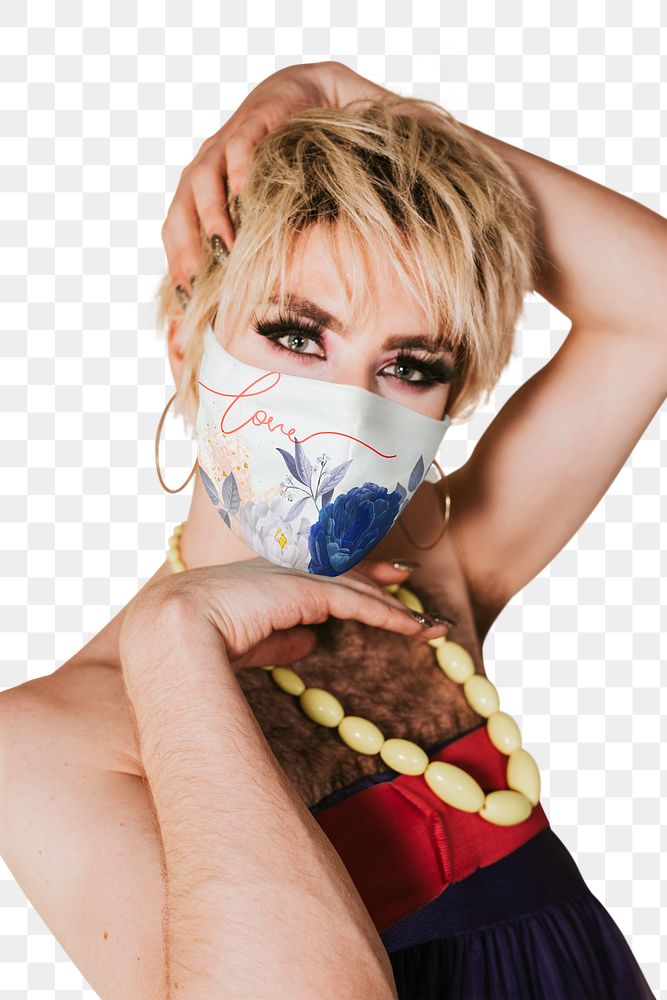 Drag show artist png wearing face mask in the new normal
