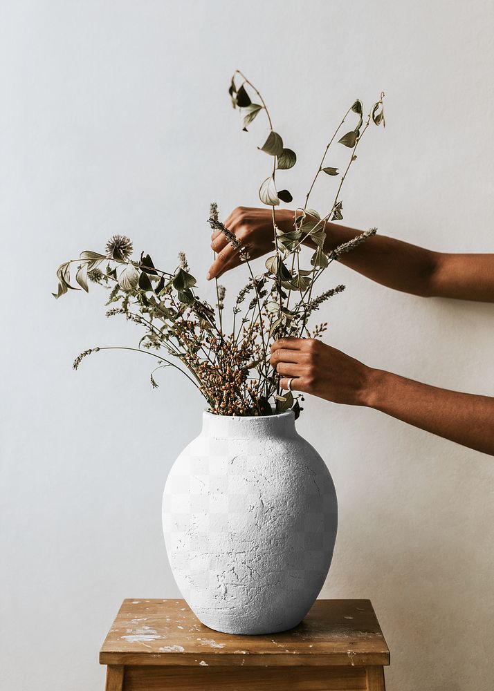 Rustic vase png mockup, transparent texture