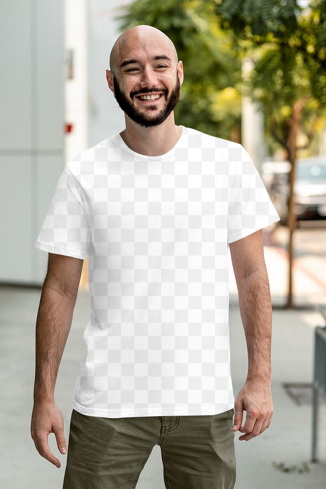 Men&rsquo;s tee png, transparent mockup, basic wear apparel fashion