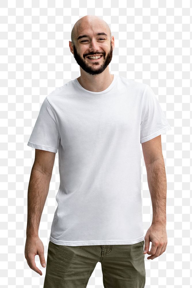 PNG man in white tee, basic wear apparel fashion cut out
