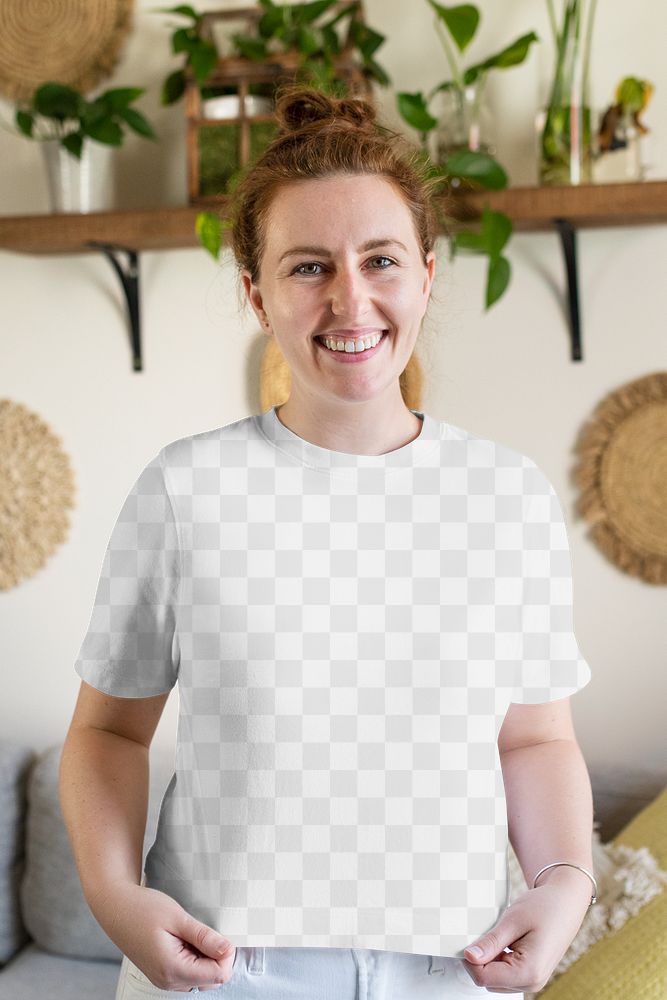 Woman's top mockup png, transparent tee, causal apparel 