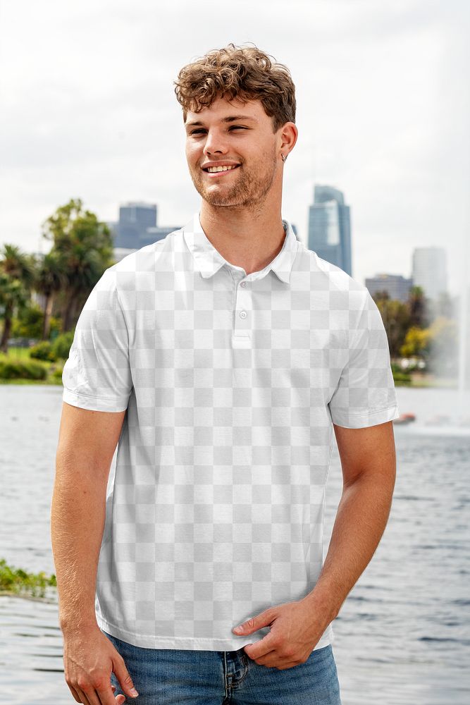 Transparent polo shirt png, mockup design, men&rsquo;s casual apparel fashion