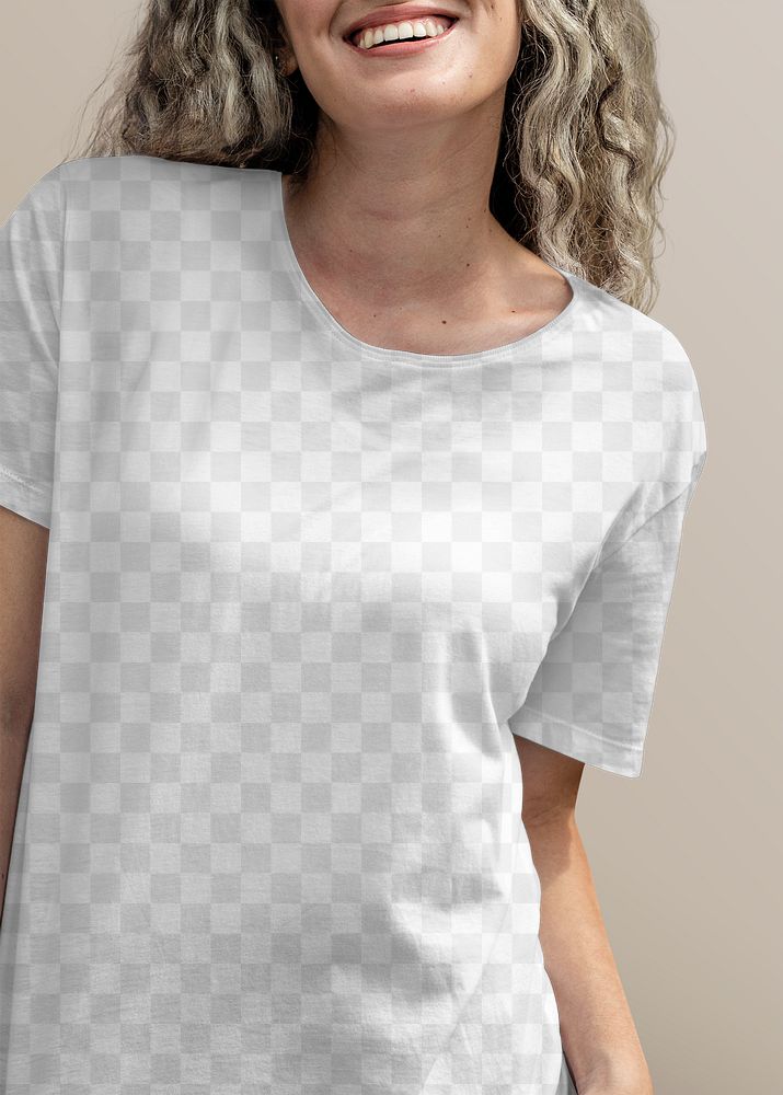 Women's tee png, transparent mockup design, casual wear fashion