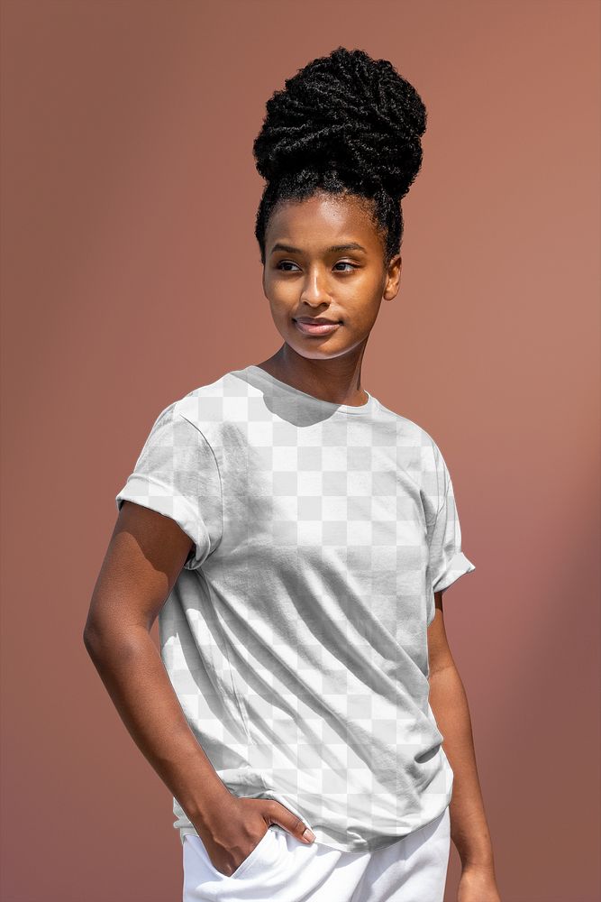 Women's tee png, transparent mockup design, casual wear fashion