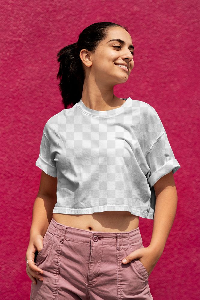 Transparent crop top png, mockup design, women&rsquo;s casual wear fashion