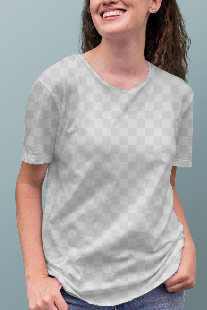 Women's tee png, transparent mockup design, casual wear fashion