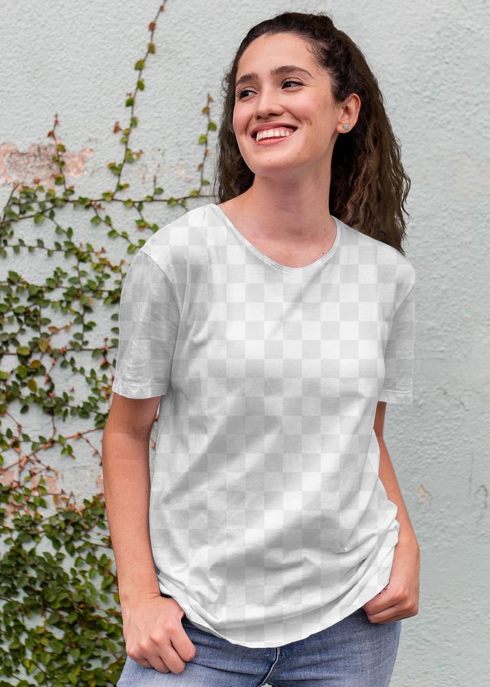 Transparent tee png, mockup design, women’s casual wear fashion