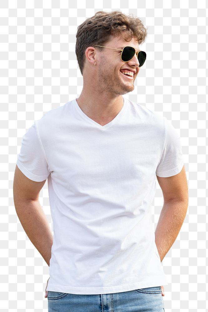 Happy man png, casual summer wear outfit, half body portrait