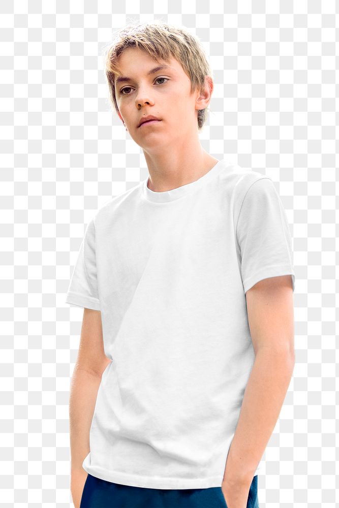 Boy png, wearing white t-shirt sticker