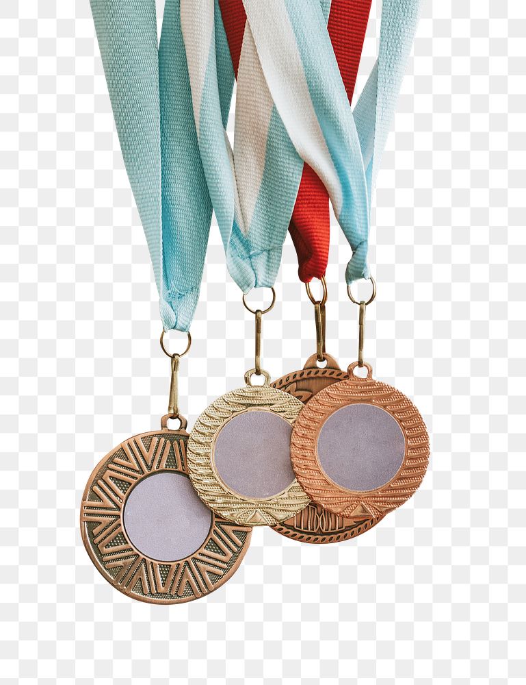 Medals png, sports competition, gold silver and bronze 